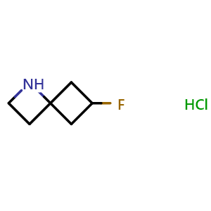 Chemical structure of 6-fluoro-1-azaspiro[3.3]heptane hydrochloride , CAS 2306261-82-3, AChemBlock Q54404