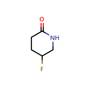 Chemical structure of 5-fluoropiperidin-2-one , CAS 1255667-14-1, AChemBlock Q54421