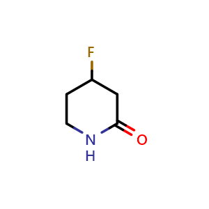 Chemical structure of 4-fluoropiperidin-2-one , CAS 1255666-77-3, AChemBlock Q54422