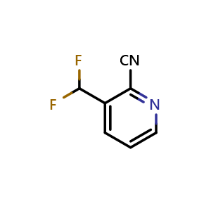 Chemical structure of 3-(difluoromethyl)picolinonitrile , CAS 1211583-77-5, AChemBlock Q54430