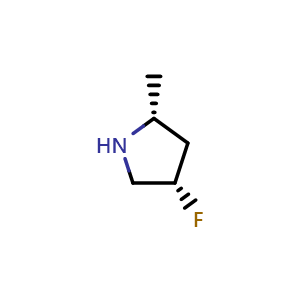 Chemical structure of (2R,4S)-4-fluoro-2-methylpyrrolidine , CAS 1670259-96-7, AChemBlock Q54433