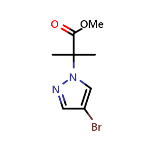 Chemical structure of methyl 2-(4-bromo-1H-pyrazol-1-yl)-2-methylpropanoate , CAS 877401-10-0, AChemBlock Q54455