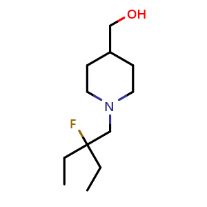 Chemical structure of (1-(2-ethyl-2-fluorobutyl)piperidin-4-yl)methanol , CAS 1638761-39-3, AChemBlock Q54466