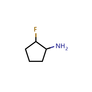 Chemical structure of 2-fluorocyclopentan-1-amine , CAS 1174986-12-9, AChemBlock Q54472