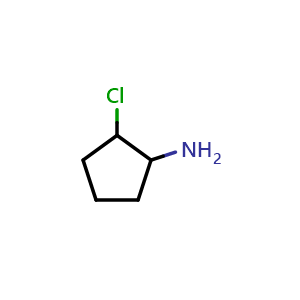 Chemical structure of 2-chlorocyclopentan-1-amine , CAS 61888-96-8, AChemBlock Q54474