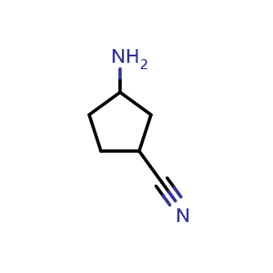 Chemical structure of 3-aminocyclopentane-1-carbonitrile , CAS 1314937-67-1, AChemBlock Q54476