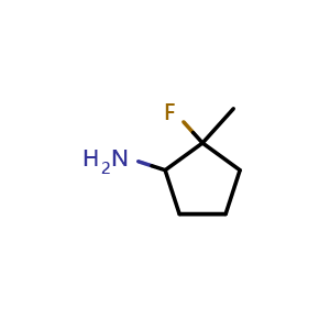 Chemical structure of 2-fluoro-2-methylcyclopentan-1-amine , CAS 1400689-42-0, AChemBlock Q54478