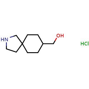 Chemical structure of (2-azaspiro[4.5]decan-8-yl)methanol hydrochloride , CAS 2306276-43-5, AChemBlock Q54512