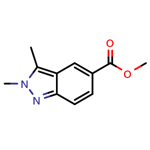 Chemical structure of methyl 2,3-dimethyl-2H-indazole-5-carboxylate , CAS 2114095-94-0, AChemBlock Q54561