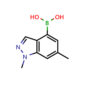 Chemical structure of (1,6-dimethyl-1H-indazol-4-yl)boronic acid , CAS 1310405-32-3, AChemBlock Q54572
