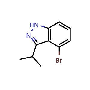 Chemical structure of 4-bromo-3-isopropyl-1H-indazole , CAS 693285-71-1, AChemBlock Q54573