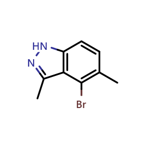 Chemical structure of 4-bromo-3,5-dimethyl-1H-indazole , CAS 2091116-46-8, AChemBlock Q54576