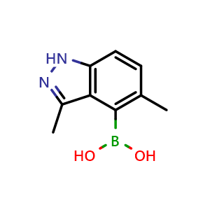 Chemical structure of (3,5-dimethyl-1H-indazol-4-yl)boronic acid , CAS 1430329-49-9, AChemBlock Q54577
