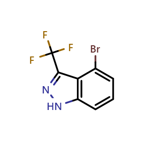 Chemical structure of 4-bromo-3-(trifluoromethyl)-1H-indazole , CAS 1211583-69-5, AChemBlock Q54580
