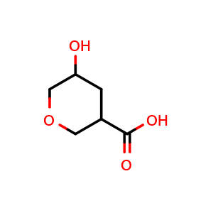 Chemical structure of 5-Hydroxytetrahydro-2H-pyran-3-carboxylic acid , CAS 1314938-99-2, AChemBlock Q54620