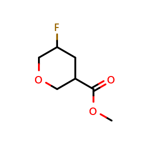 Chemical structure of methyl 5-fluorotetrahydro-2H-pyran-3-carboxylate , CAS 2306265-16-5, AChemBlock Q54621