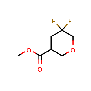 Chemical structure of methyl 5,5-difluorotetrahydro-2H-pyran-3-carboxylate , CAS 2306261-85-6, AChemBlock Q54622