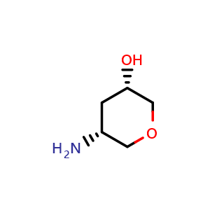 Chemical structure of (3S,5R)-5-aminotetrahydro-2H-pyran-3-ol , CAS 1932174-95-2, AChemBlock Q54628