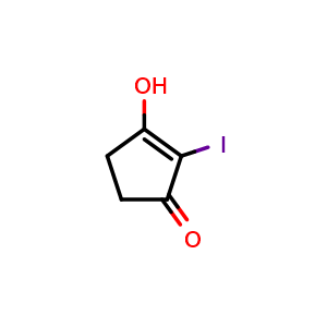 Chemical structure of 3-hydroxy-2-iodocyclopent-2-en-1-one , CAS 2306276-88-8, AChemBlock Q54659