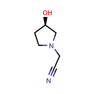 Chemical structure of (R)-2-(3-hydroxypyrrolidin-1-yl)acetonitrile , CAS 1260608-55-6, AChemBlock Q54671