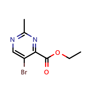 Chemical structure of ethyl 5-bromo-2-methylpyrimidine-4-carboxylate , CAS 83410-38-2, AChemBlock Q54681