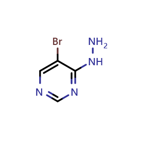 Chemical structure of 5-bromo-4-hydrazineylpyrimidine , CAS 859206-99-8, AChemBlock Q54684