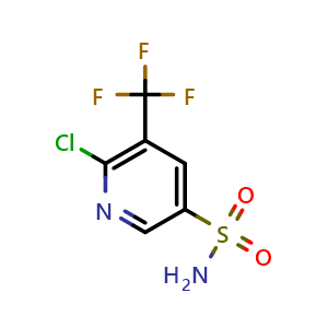 Chemical structure of 6-chloro-5-(trifluoromethyl)pyridine-3-sulfonamide , CAS 1228875-16-8, AChemBlock Q54686