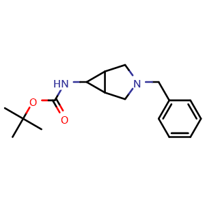Chemical structure of tert-butyl (3-benzyl-3-azabicyclo[3.1.0]hexan-6-yl)carbamate , CAS 186376-18-1, AChemBlock Q54694