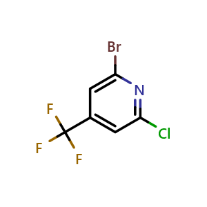 Chemical structure of 2-bromo-6-chloro-4-(trifluoromethyl)pyridine , CAS 823221-94-9, AChemBlock Q54705