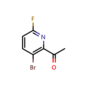 Chemical structure of 1-(3-bromo-6-fluoropyridin-2-yl)ethan-1-one , CAS 1807542-88-6, AChemBlock Q54706