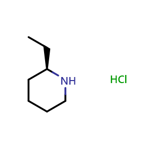 Chemical structure of (R)-2-ethylpiperidine hydrochloride , CAS 155106-15-3, AChemBlock Q54717