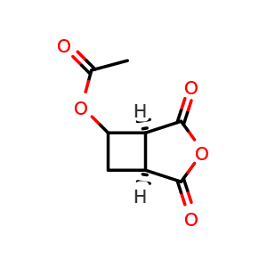 Chemical structure of rel-(1R,5R)-2,4-dioxo-3-oxabicyclo[3.2.0]heptan-6-yl acetate , CAS 179548-96-0, AChemBlock Q54728
