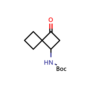 Chemical structure of tert-butyl (3-oxospiro[3.3]heptan-1-yl)carbamate , CAS 1955556-88-3, AChemBlock Q54746