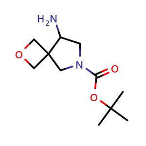 Chemical structure of tert-butyl 8-amino-2-oxa-6-azaspiro[3.4]octane-6-carboxylate , CAS 1369347-56-7, AChemBlock Q54768