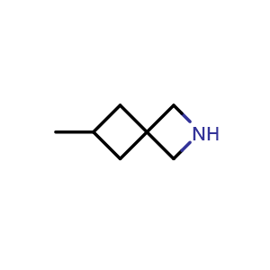 Chemical structure of 6-methyl-2-azaspiro[3.3]heptane , CAS 1707369-82-1, AChemBlock Q54781