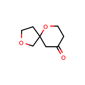 Chemical structure of 2,6-dioxaspiro[4.5]decan-9-one , CAS 1342743-20-7, AChemBlock Q54788