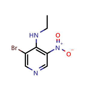 Chemical structure of 3-bromo-N-ethyl-5-nitropyridin-4-amine , CAS 607371-01-7, AChemBlock Q54801