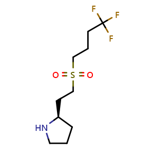 Chemical structure of (R)-2-(2-((4,4,4-trifluorobutyl)sulfonyl)ethyl)pyrrolidine , CAS 1670272-86-2, AChemBlock Q54815