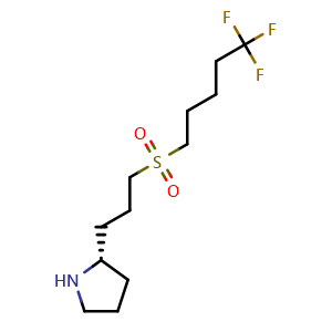 Chemical structure of (S)-2-(3-((5,5,5-trifluoropentyl)sulfonyl)propyl)pyrrolidine , CAS 1670273-45-6, AChemBlock Q54834