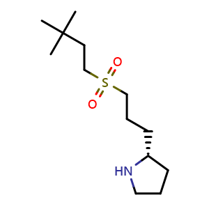 Chemical structure of (S)-2-(3-((3,3-dimethylbutyl)sulfonyl)propyl)pyrrolidine , CAS 1670273-46-7, AChemBlock Q54835
