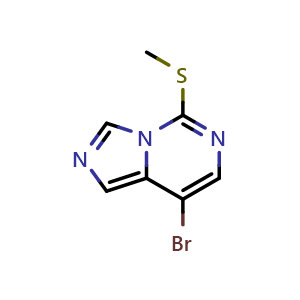 Chemical structure of 8-bromo-5-(methylthio)imidazo[1,5-c]pyrimidine , CAS 2083628-75-3, AChemBlock Q54865