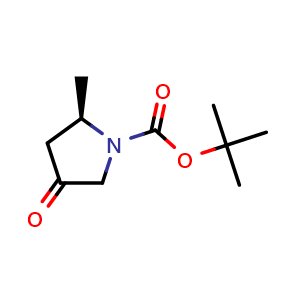 Chemical structure of tert-butyl (R)-2-methyl-4-oxopyrrolidine-1-carboxylate , CAS 1027775-28-5, AChemBlock Q54867