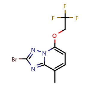 Chemical structure of 2-bromo-8-methyl-5-(2,2,2-trifluoroethoxy)-[1,2,4]triazolo[1,5-a]pyridine , CAS 2170792-89-7, AChemBlock Q54869