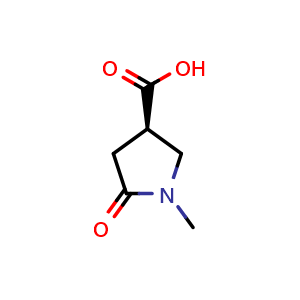 Chemical structure of (R)-1-methyl-5-oxopyrrolidine-3-carboxylic acid , CAS 1928778-67-9, AChemBlock Q54898