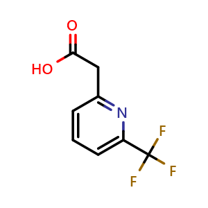 Chemical structure of 2-(6-(trifluoromethyl)pyridin-2-yl)acetic acid , CAS 1000565-32-1, AChemBlock Q54906