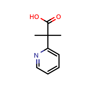 Chemical structure of 2-methyl-2-(pyridin-2-yl)propanoic acid , CAS 1033546-27-8, AChemBlock Q54907