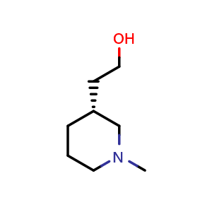 Chemical structure of (R)-2-(1-methylpiperidin-3-yl)ethan-1-ol , CAS 1620510-55-5, AChemBlock Q54916