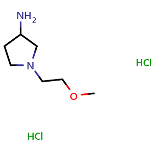 Chemical structure of 1-(2-methoxyethyl)pyrrolidin-3-amine dihydrochloride , CAS 1616270-98-4, AChemBlock Q54951