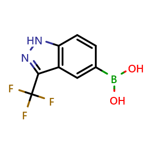 Chemical structure of (3-(trifluoromethyl)-1H-indazol-5-yl)boronic acid , CAS 1451154-24-7, AChemBlock Q54970