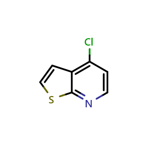 Chemical structure of 4-chlorothieno[2,3-b]pyridine , CAS 62226-17-9, AChemBlock Q54982